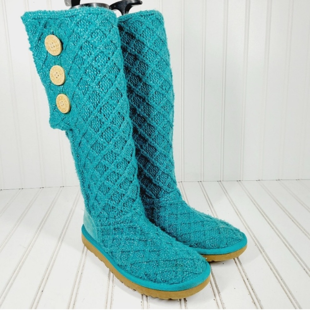 UGG Teal Blue Silver Sparkle Lattice Cardy 3066 - Picture 4 of 16